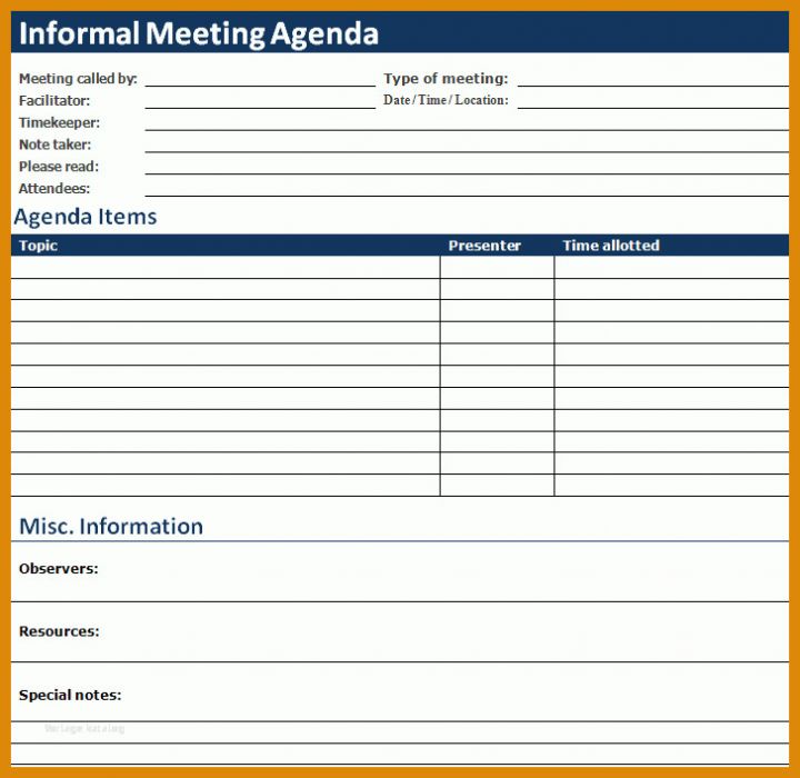 Am Beliebtesten Agenda Excel Vorlage 728x708