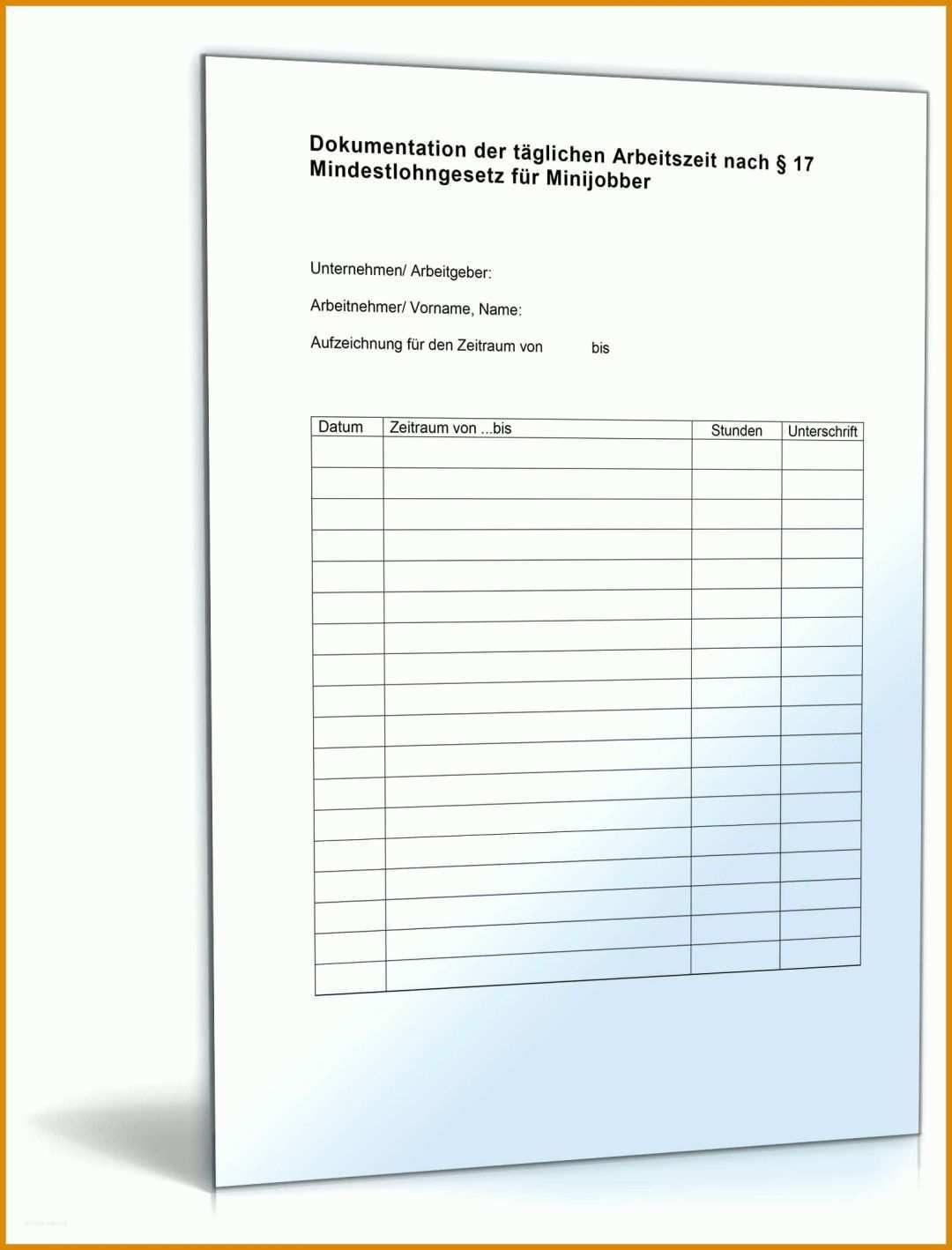 Hervorragen Arbeitsstunden Aufzeichnung Vorlagen 1600x2100