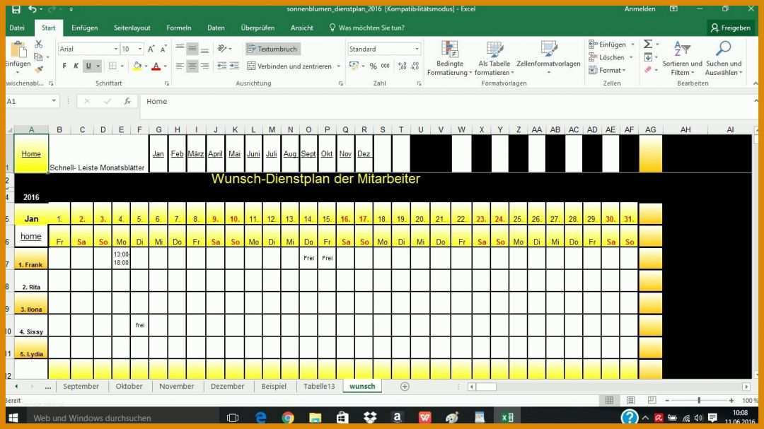 Empfohlen Dienstplan Vorlage Excel 1366x768