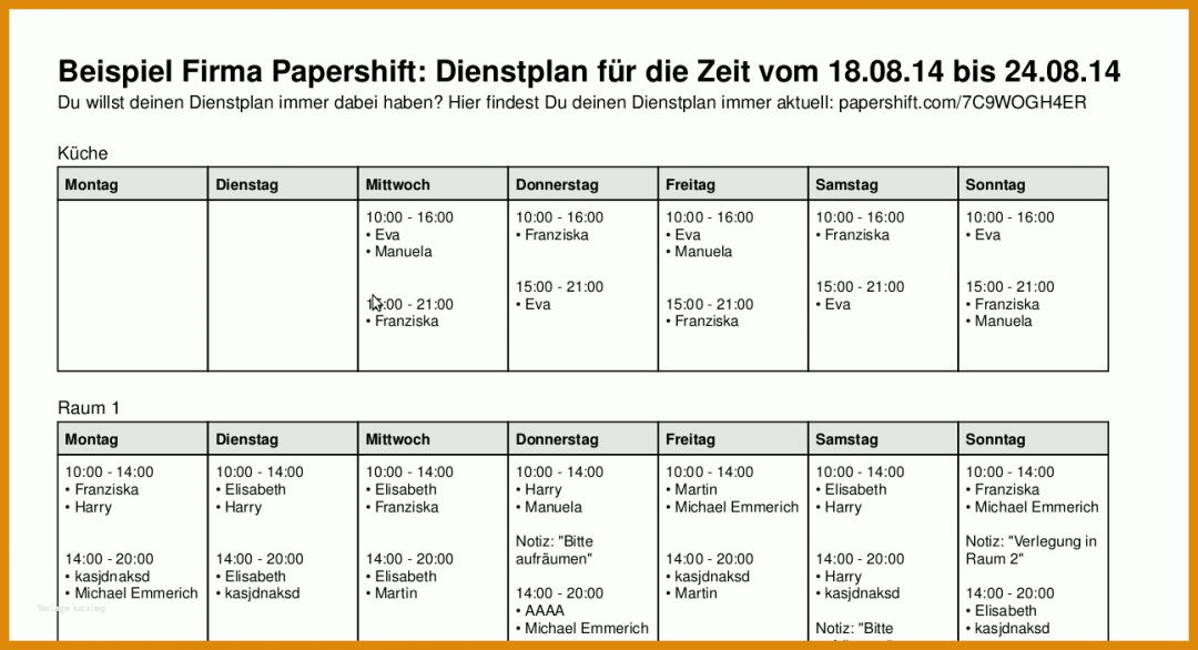 Hervorragend Dienstplan Vorlage Gastronomie 1294x702