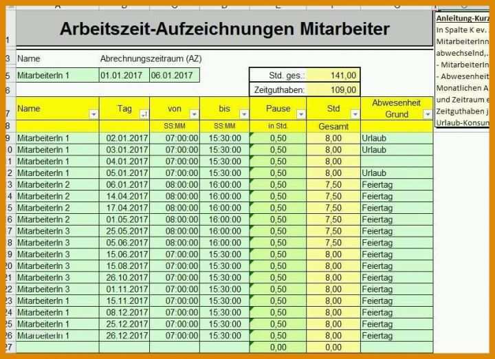 Am Beliebtesten Excel Vorlage Arbeitszeit 852x618