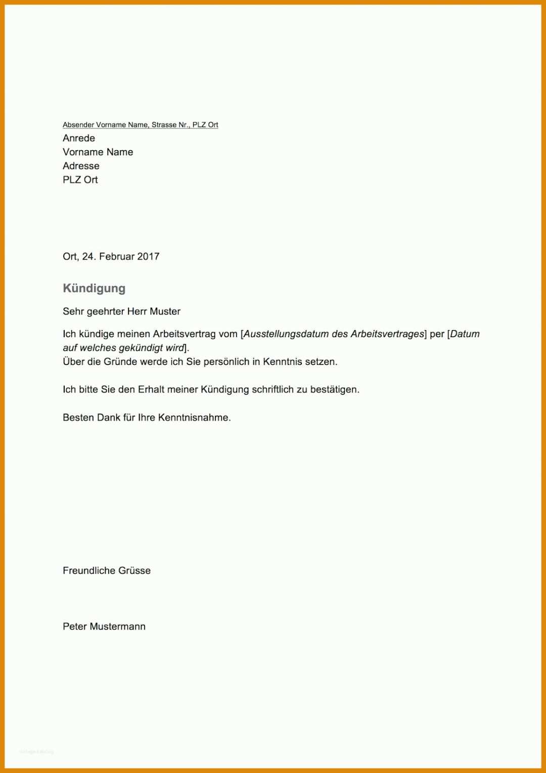 Großartig Kündigung Arbeitsvertrag Vorlage Word 1156x1637