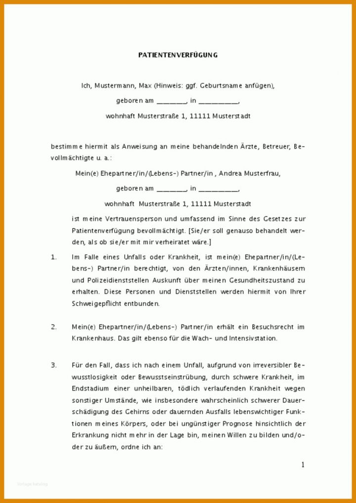 Beste Patientenverfügung Vorlage Zum Ausfüllen 848x1200