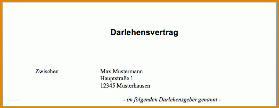 Großartig Privater Darlehensvertrag Vorlage 1608x622