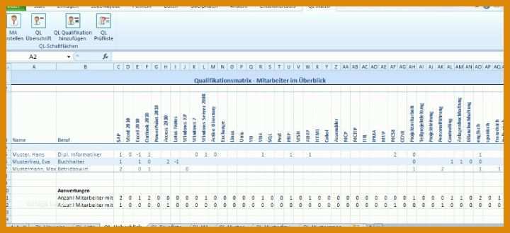 Bemerkenswert Qualifikationsmatrix Excel Vorlage Kostenlos 800x365