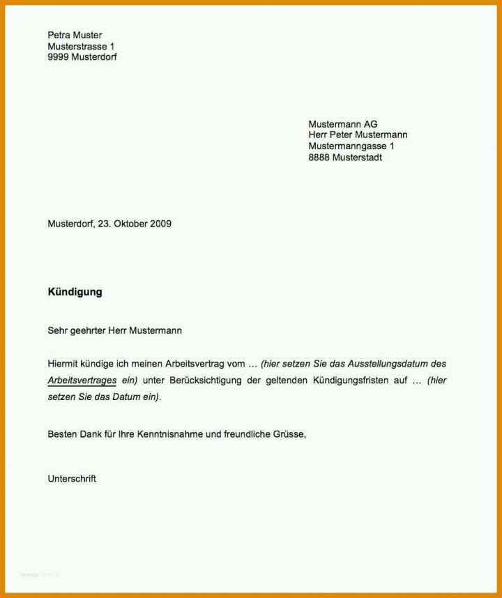 Allerbeste Rechtssichere Kündigung Arbeitnehmer Vorlage 968x1154