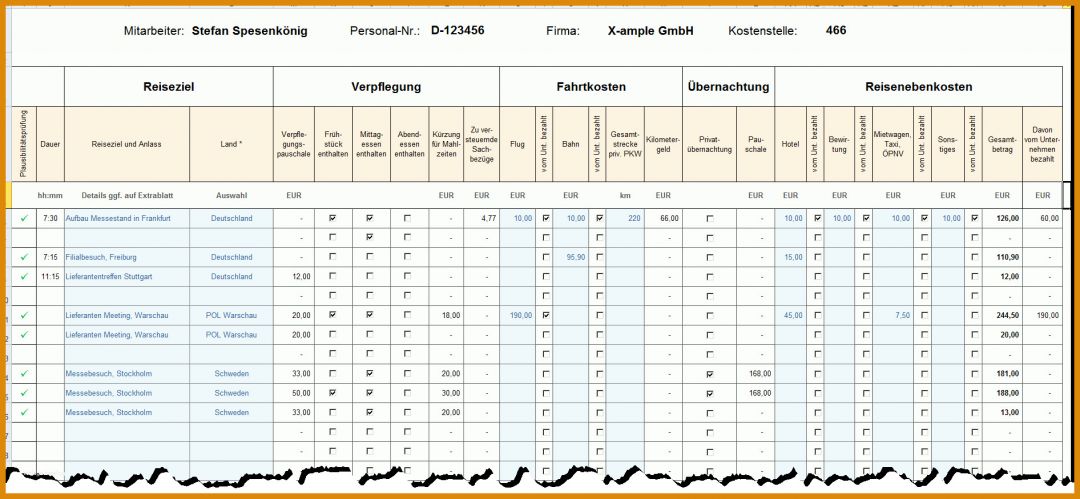 Neue Version Reisekostenabrechnung Selbstständige Vorlage 1892x874