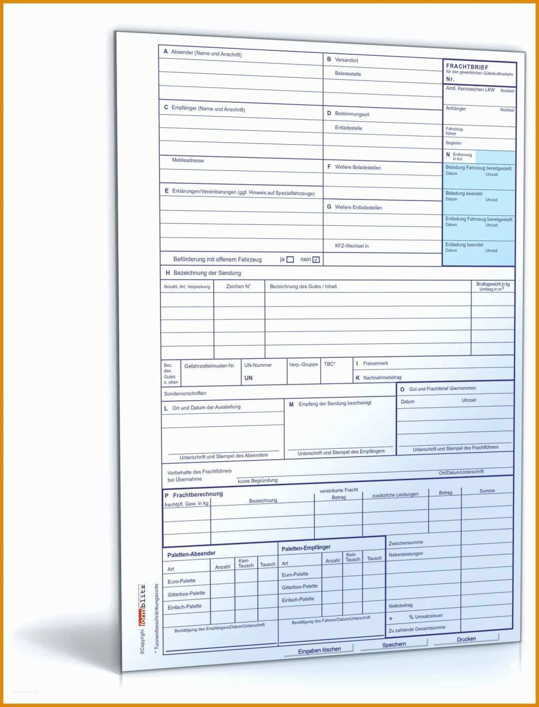 Ausgezeichnet Speditionsauftrag Vorlage Excel 1600x2100