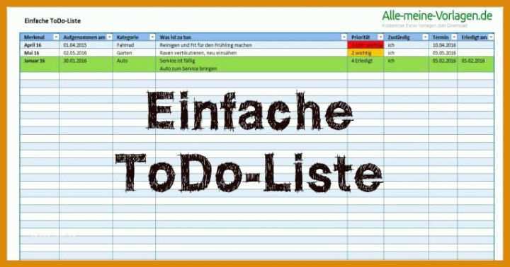 Original to Do Liste Excel Vorlage Freeware 762x400