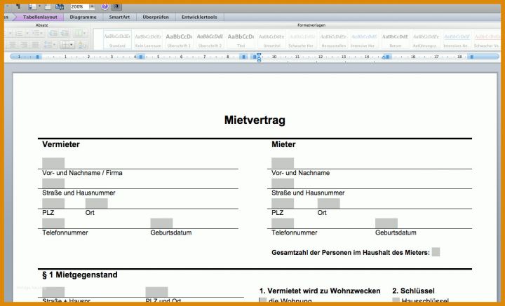 Moderne Untermietvertrag Kostenlose Vorlage 1242x753