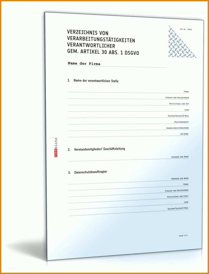 Verfahrensverzeichnis Dsgvo Vorlage Datenschutzrechtliches Verfahrensverzeichnis