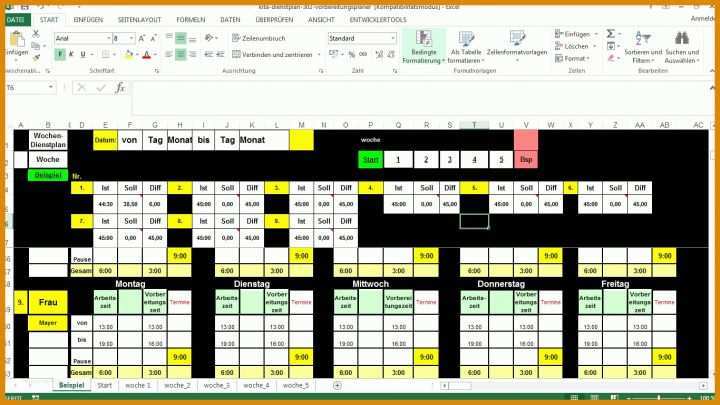 Ausnahmsweise Vorlage Dienstplan 1366x768
