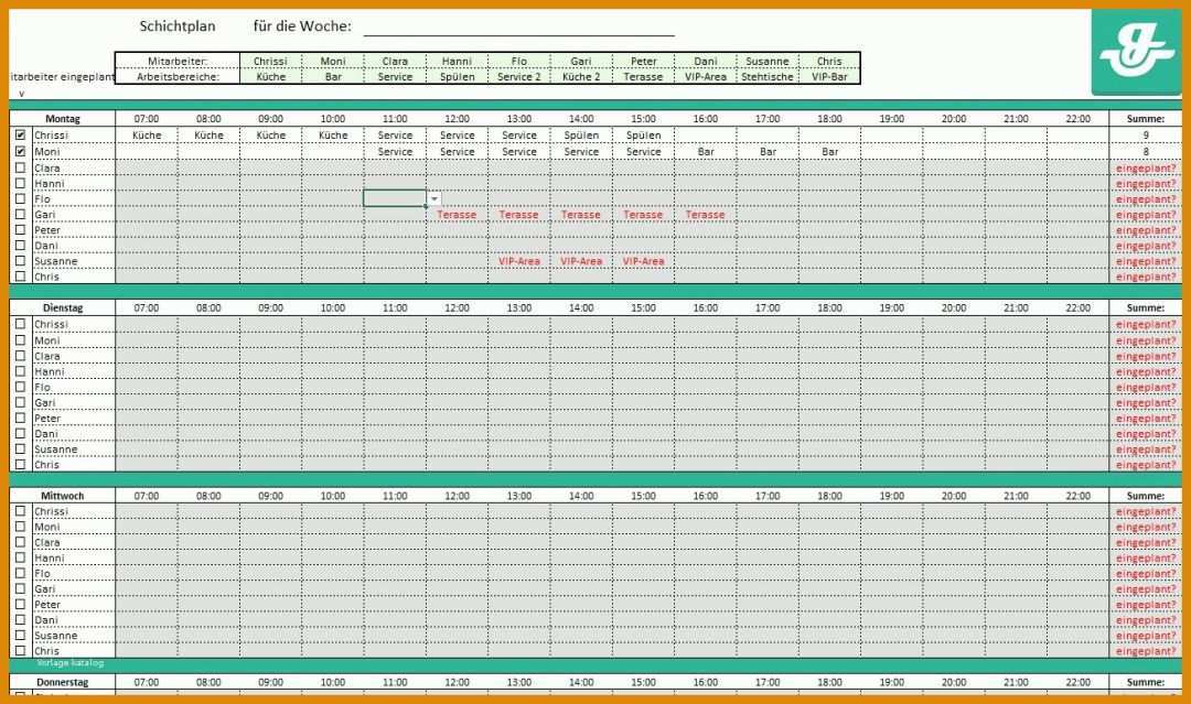 Spektakulär Vorlage Dienstplan 1304x771