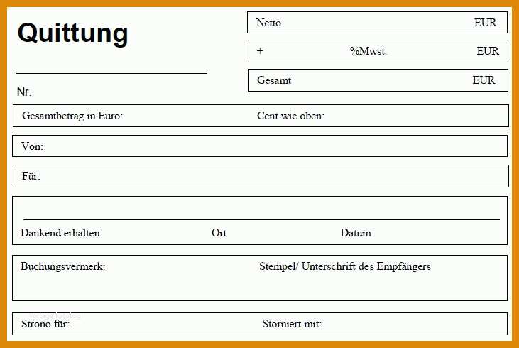 Quittungsvordruck Vorlage Muster Zum Gratis Download
