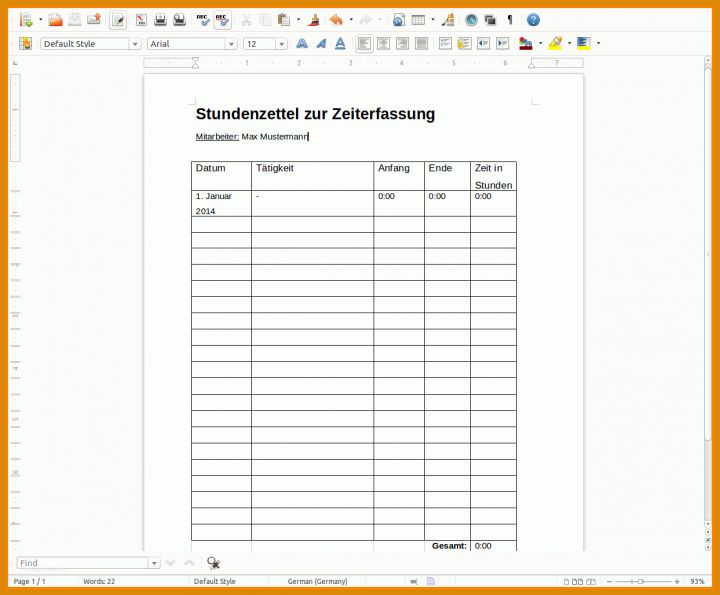 Unglaublich Vorlage Stundenzettel Minijob 1243x1028