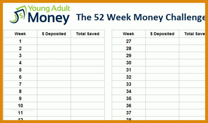 Atemberaubend 52 Wochen Challenge Vorlage Excel 724x430