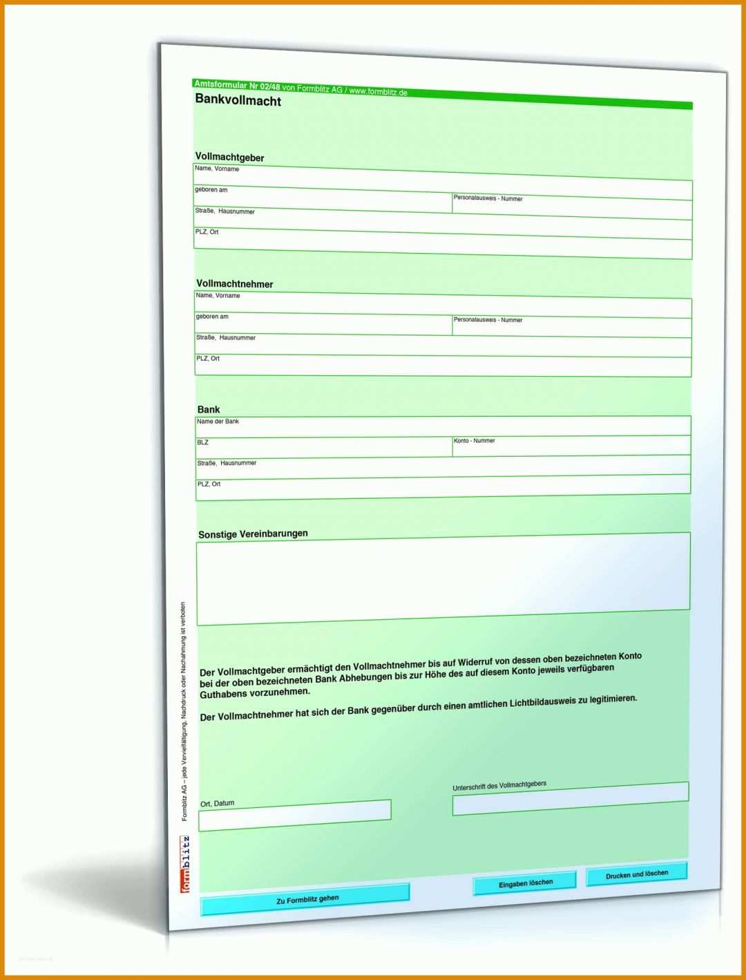 Außergewöhnlich Bankvollmacht Vorlage 1600x2100