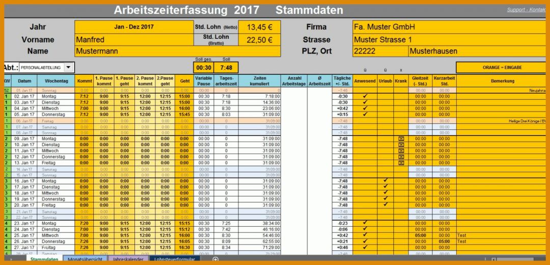 Tolle Excel Arbeitszeiterfassung Vorlage 1280x616