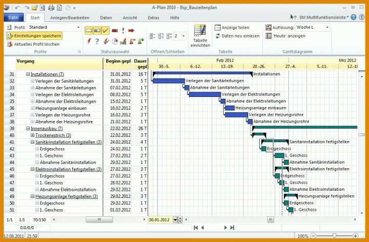 Selten Excel Vorlage Bauzeitenplan Kostenlos Für Sie