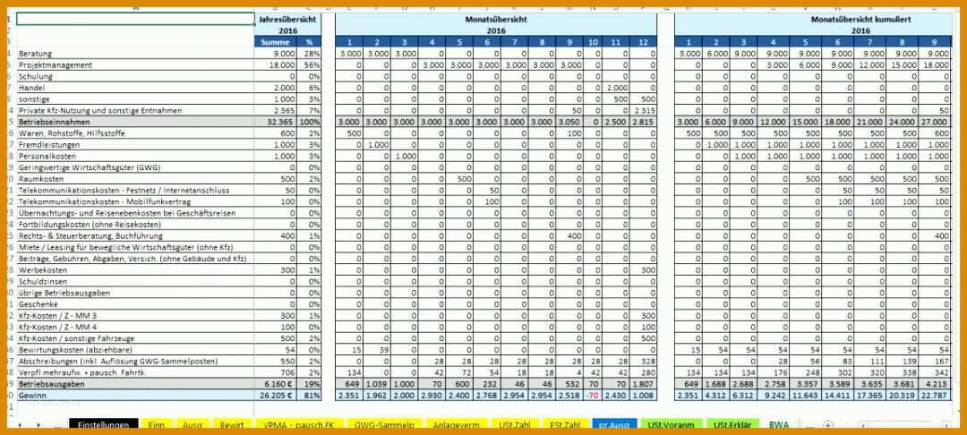 Excel Vorlage Buchhaltung Kostenlos: 11 Ideen Für 2019 - Muster