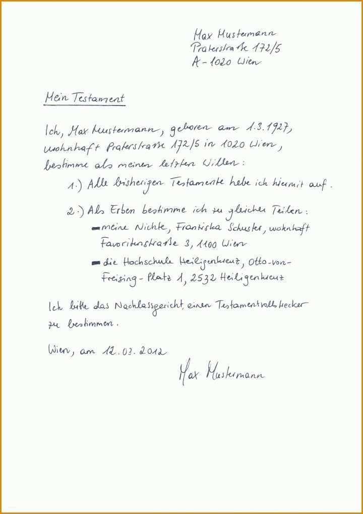Angepasst Handschriftliches Testament Vorlage 2480x3507