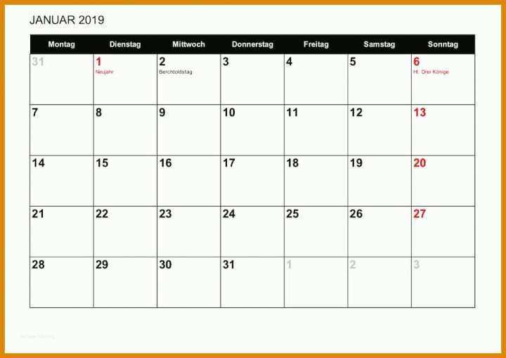 Moderne Kalender Vorlage 2019 1052x744