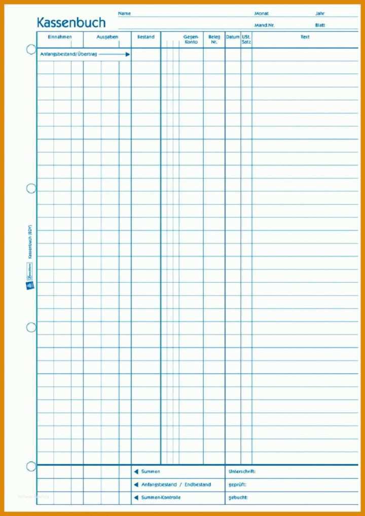 Faszinieren Kassenbuch Vorlage Zweckform Kostenlos 848x1200