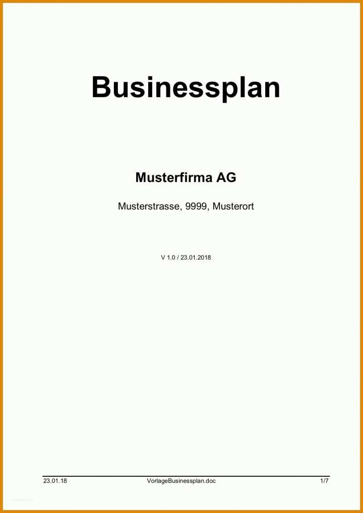 Konzept Vorlage Download Businessplan Vorlage