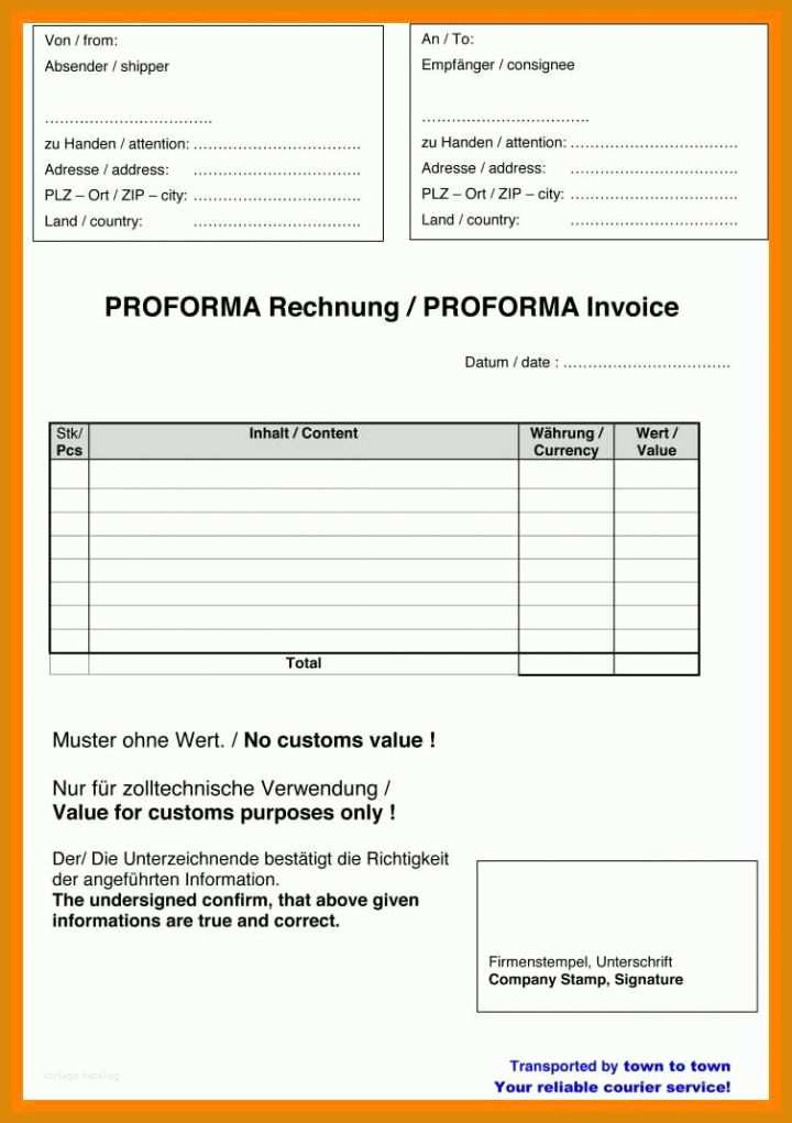 Singular Proforma Rechnung Vorlage 753x1068