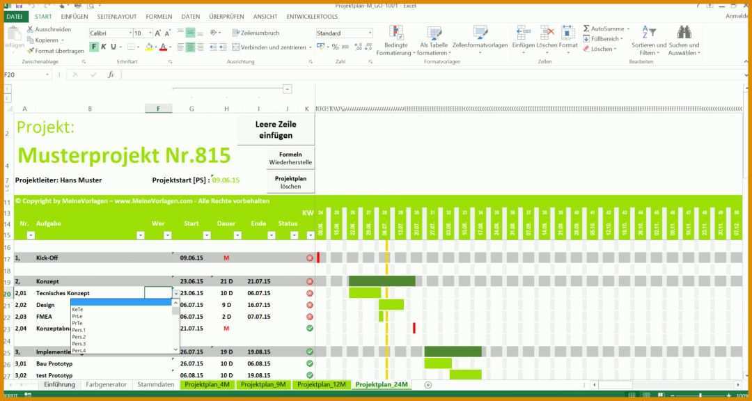 Rühren Projektplan Excel Vorlage Gantt 1920x1024