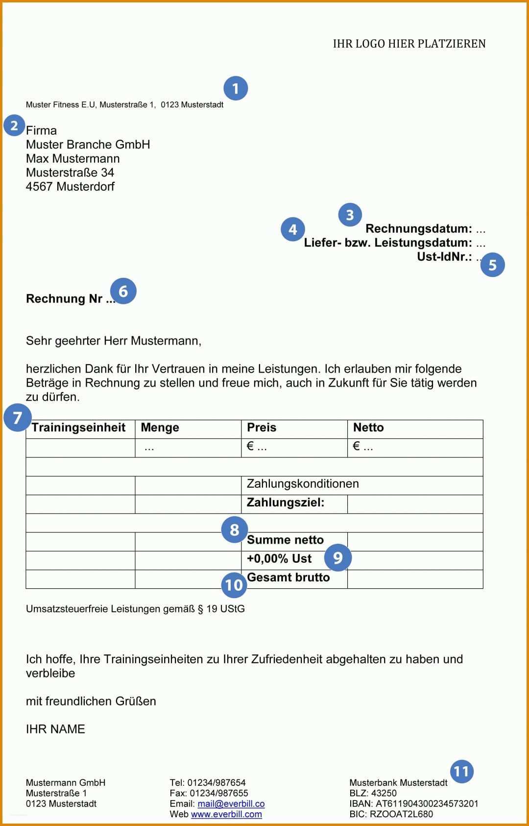 Erstaunlich Rechnung Kleinunternehmer Vorlage Word 2172x3388