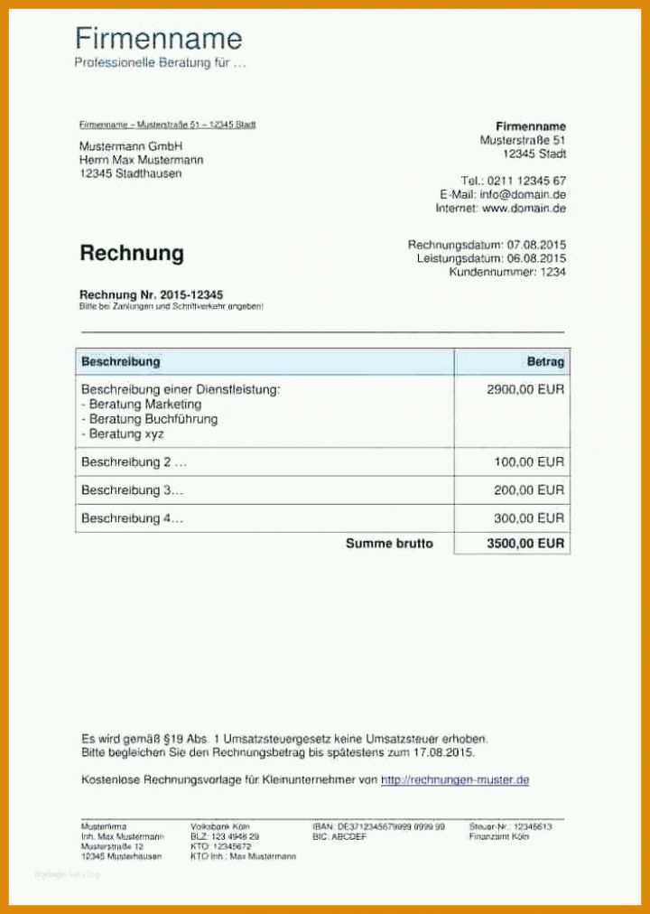 Auffällig Rechnung Schreiben Ohne Gewerbeschein Vorlage 737x1036