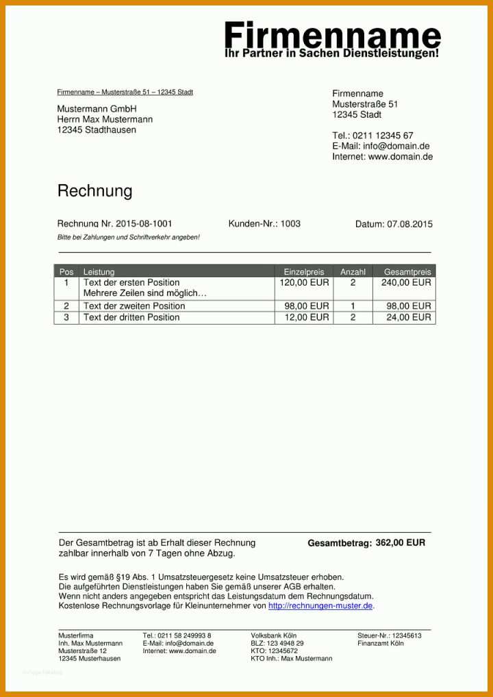 Modisch Rechnung Schreiben Ohne Gewerbeschein Vorlage 900x1272