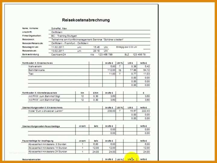 Außergewöhnlich Reisekostenabrechnung Vorlage 2018 960x720