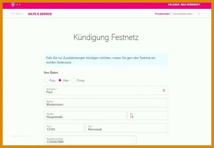 Rühren Telekom Kündigung Pflegeheim Vorlage 800x554