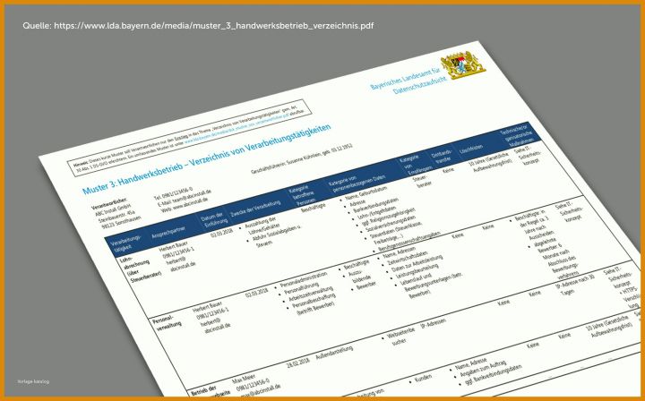 Moderne Verzeichnis Von Verarbeitungstätigkeiten Vorlage 1492x929