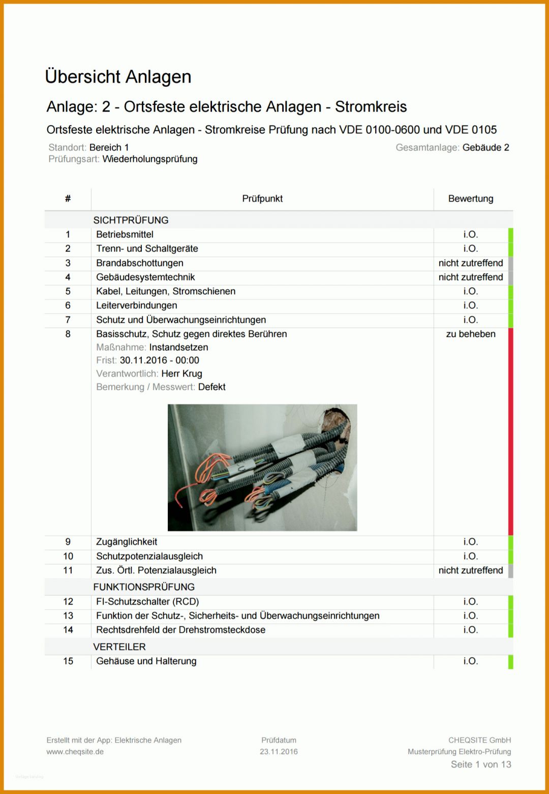 Hervorragen Vorlage Prüfprotokoll ortsveränderliche Geräte 1440x2083