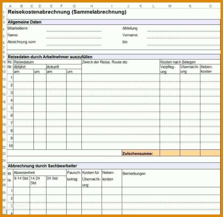 Großartig Vorlage Reisekostenabrechnung Excel 884x860