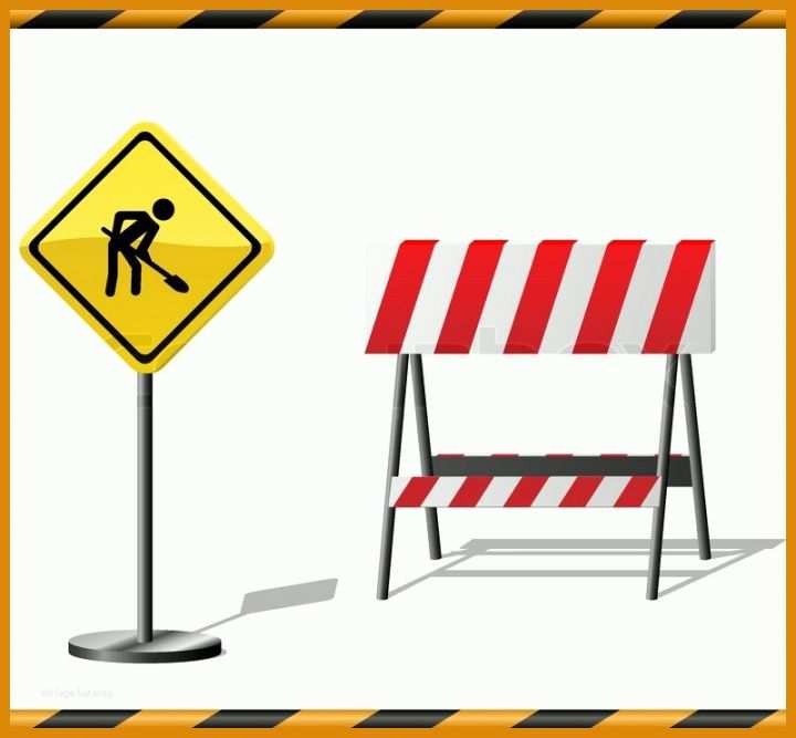 Vorlage Straßenschild Unter Vektor Vorlage Mit Warnung Strasenschild Barriere Und Gestreiften Nahtlosrohre Vektor
