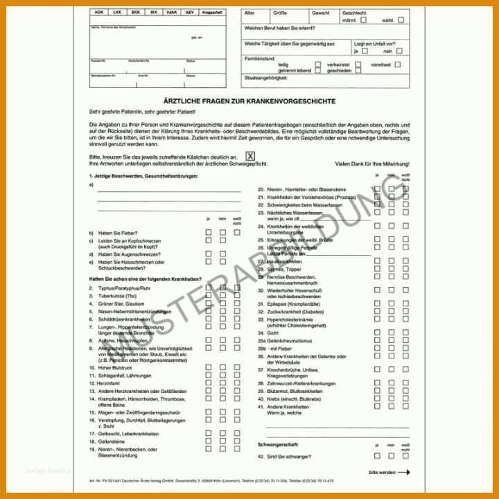 Anamnese Fragebogen Vorlage 2306 Schwangerschaftsbescheinigung