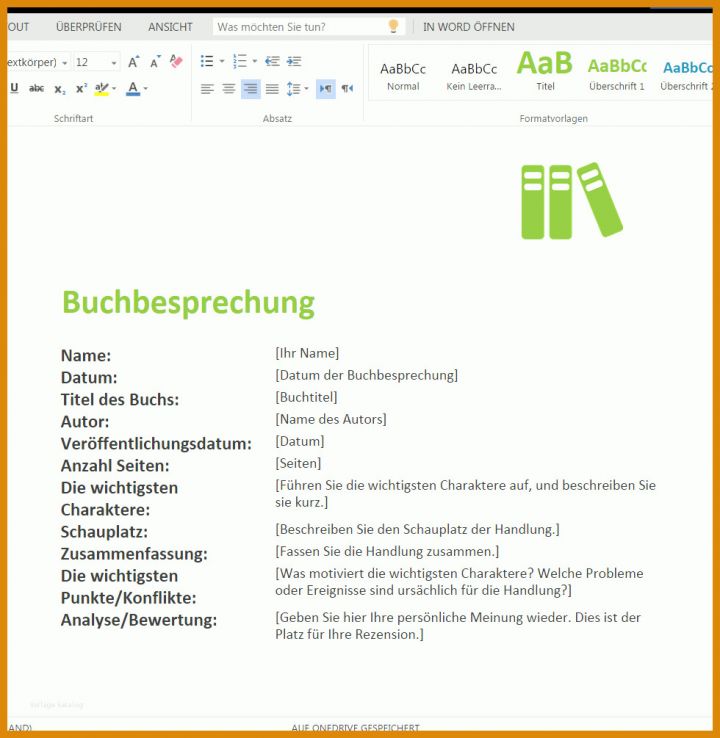 Buchbesprechung Vorlage Buchbesprechung