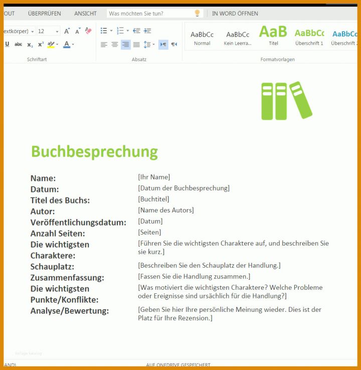 Buchbesprechung Vorlage Buchbesprechung