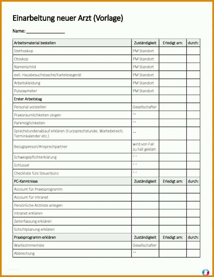 Fabelhaft Einarbeitungsplan Vorlage 1275x1650