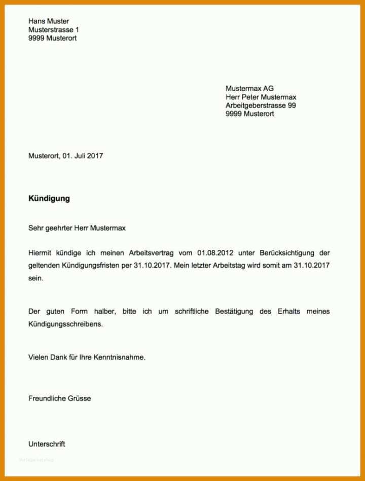 Neue Version Kündigung Arbeitsvertrag Vorlage Word 777x1024