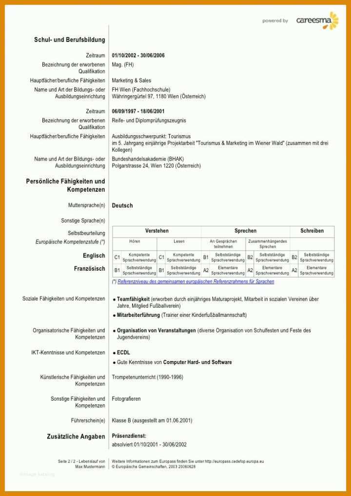 Tolle Lebenslauf Vorlage Europass 728x1030