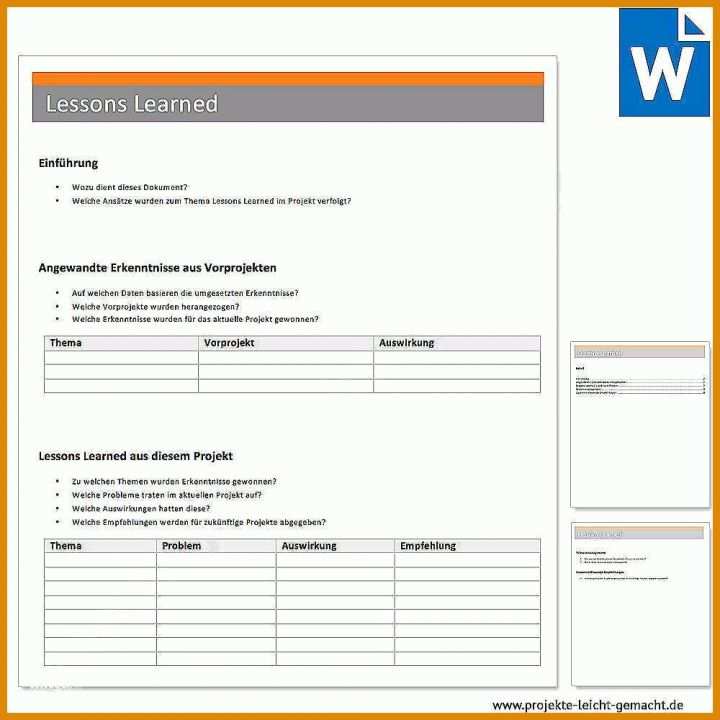 Moderne Lessons Learned Vorlage Excel Deutsch 1000x1000