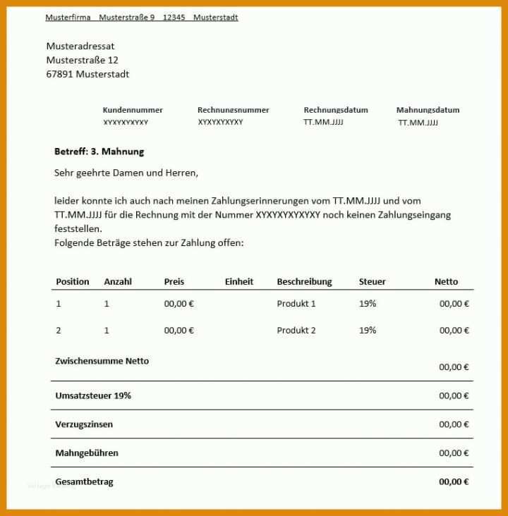 Unvergleichlich Mahnschreiben Vorlage 761x774