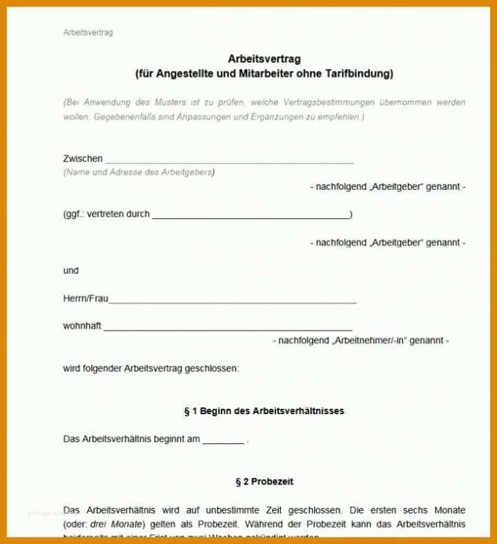 Spezialisiert Vorlage Arbeitsvertrag Vollzeit 731x800