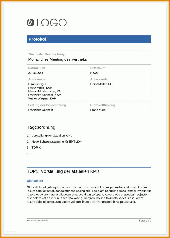 Großartig Vorlage Protokoll Word Kostenlos 1158x1622