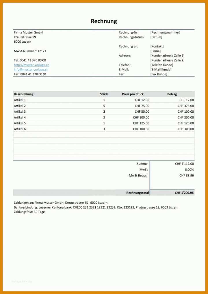 Vorlage Rechnung Excel Ments